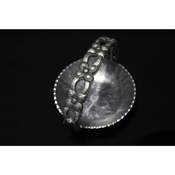 Vintage Rodney Kent Hammered Aluminum Basket with Ruby Red Glass Bowl 1930/40's - Picture 3 of 6